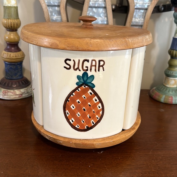 Purinton Kitchen Rare Vintage Purinton Pottery Lazy Susan Canister Set With Original Scooper